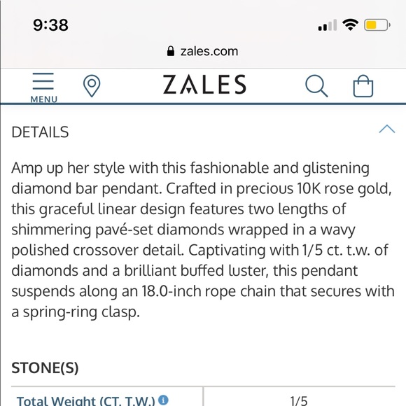 🚫SOLD🚫 ZALES 10K rose gold and diamond necklace - Picture 6 of 8